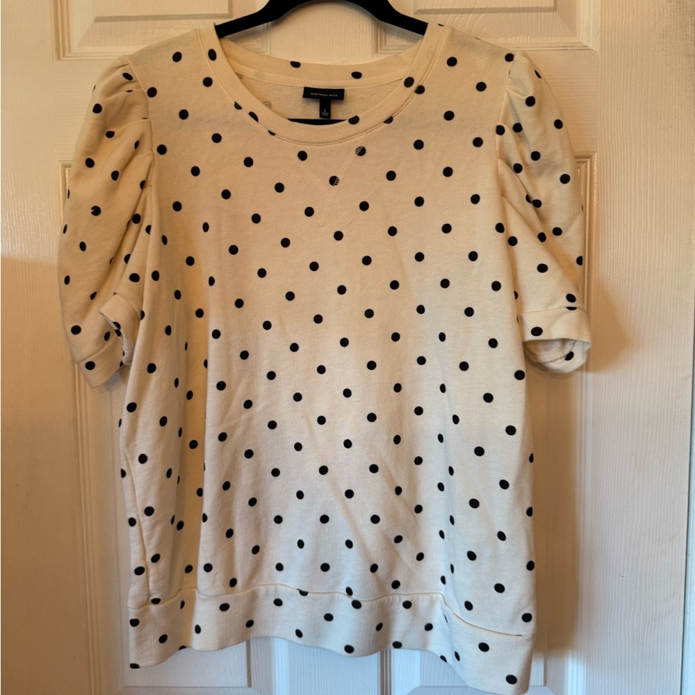 Who What Wear Cream Polka Dot Blouse